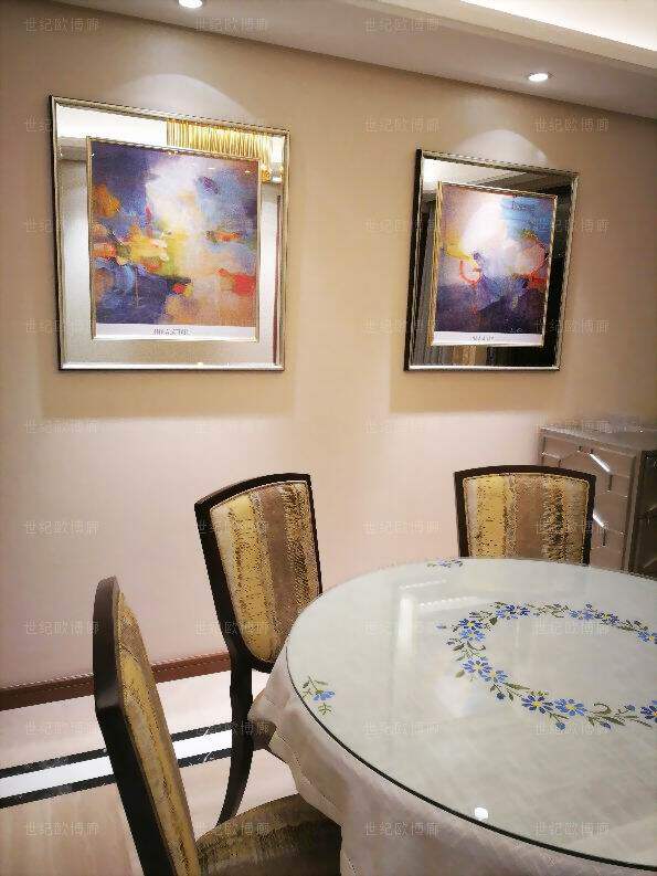 纯进口原版画芯简美式 现代抽象蓝色镜面装饰画 云之上