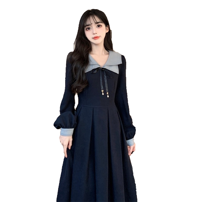 大码减龄娃领灯芯绒连衣裙女