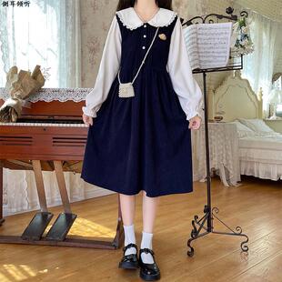 初中生娃娃领连衣裙秋冬13新款15岁少女大童学生14洋气甜美裙子16