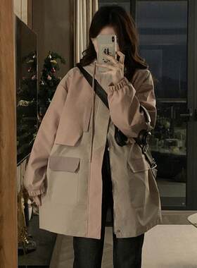 冲锋衣外套女中长款2024春