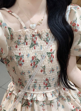 高中女生碎花温柔风茶歇裙