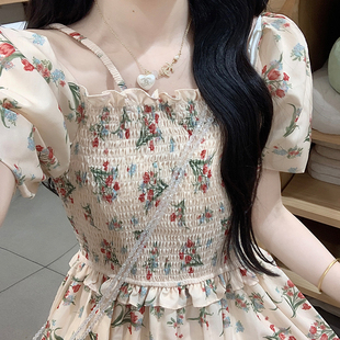 高中女生碎花温柔风茶歇裙夏2025新款初中学生甜美清新气质连衣裙