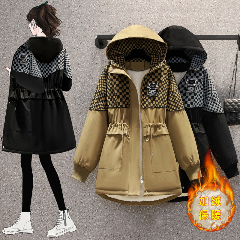 中长款韩版宽松显瘦格子