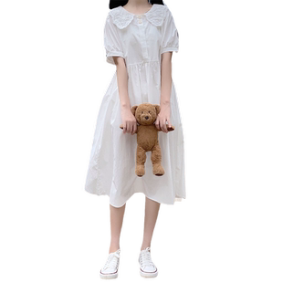 2026夏季少女小清新宽松裙子女大童连衣裙初高中学生娃娃领中长裙