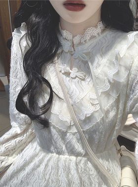 新中式国风加绒连衣裙女秋