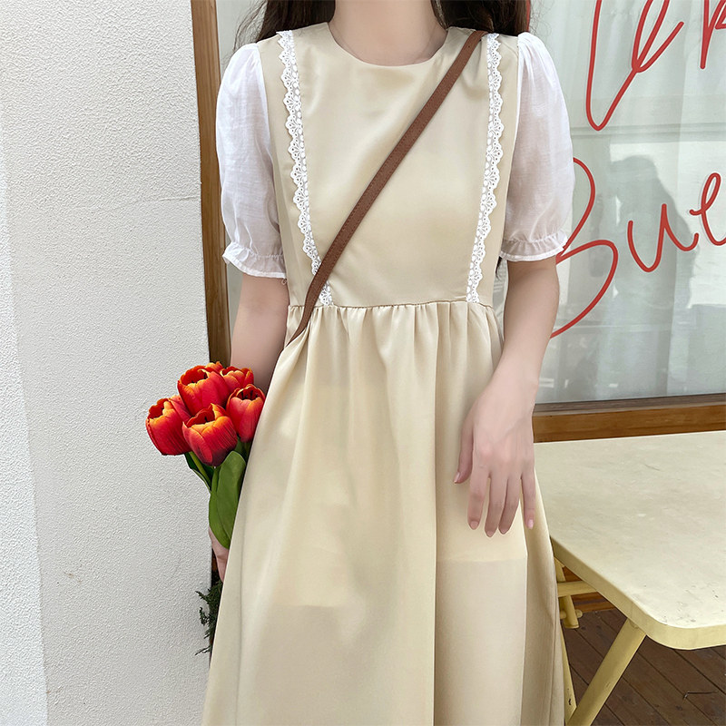 韩版沙滩裙女海边度假风三亚旅行穿搭法式初恋甜美小清新连衣裙子