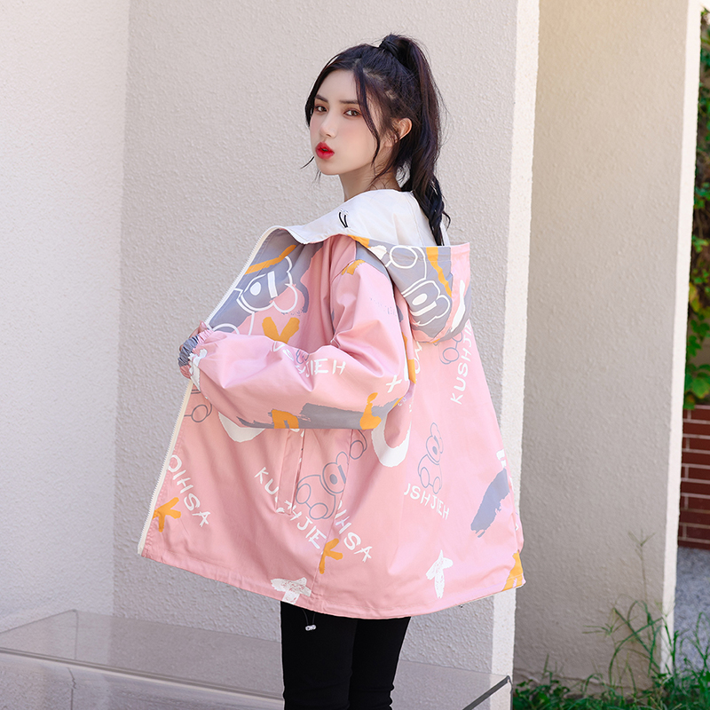 两面穿外套女春秋12岁大童宽