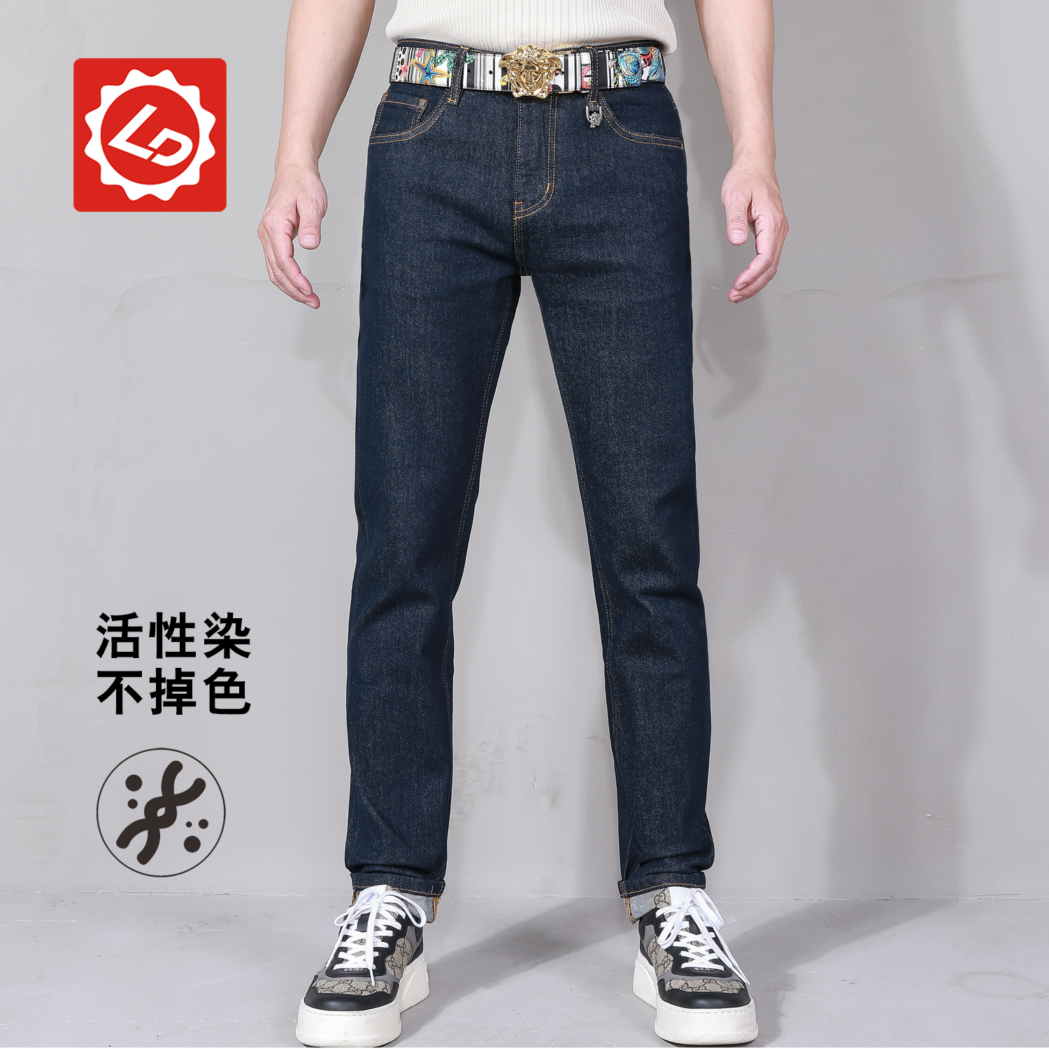 唠叨牛仔拉链长裤水洗秋季纯色