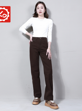 DA4138NK唠叨牛仔窄版中直筒牛仔裤女秋冬高腰宽松女装裤子显瘦