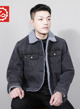 DA4157NZY唠叨牛仔冬季加绒加厚羊羔毛牛仔衣棉服外套男女同款