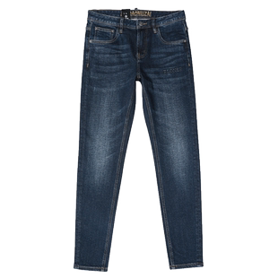 [小脚]CB368唠叨牛仔修身小脚秋冬磨毛厚款牛仔裤男士烫钻青年