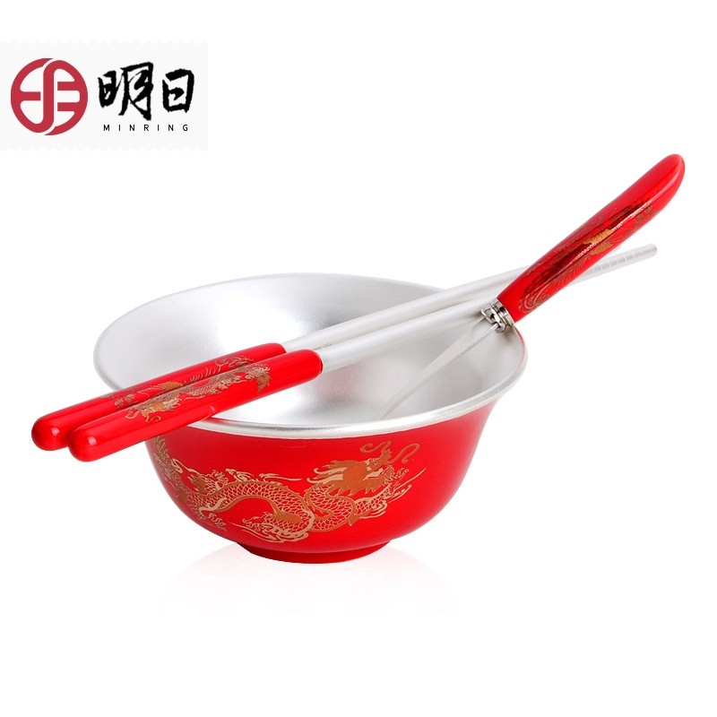 明日银碗筷套装999纯银筷子勺子三件套结婚宝宝满月周岁银饰礼品