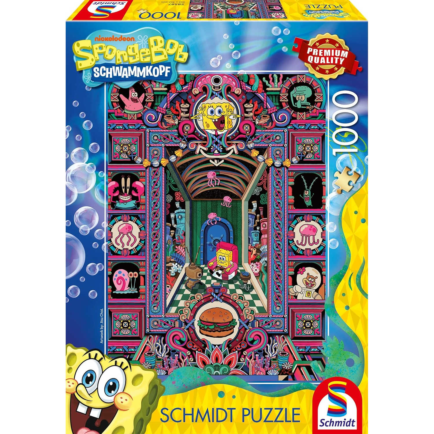 正品包邮Schmidt德国进口益智拼图58587海绵宝宝的疯狂世界1000片