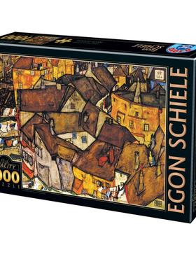 现货包邮 D-Toys罗马尼亚进口名画拼图76830 小镇1000片埃贡席勒