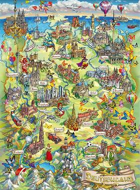 现货包邮schmidt施密特进口成人益智拼图58330德国地标地图1000片