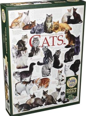 现货包邮 加拿大Cobble Hill 进口益智拼图80095 名猫图鉴1000片