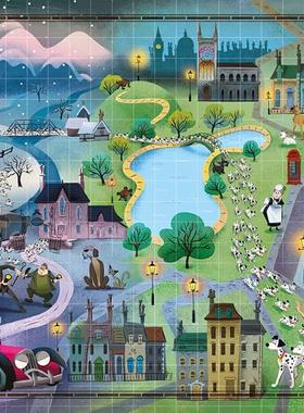 意大利Clementoni进口拼图39665迪士尼故事地图101只斑点狗1000片