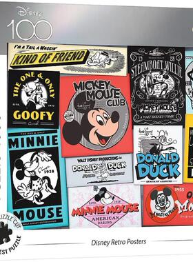 trefl波兰欧洲进口益智拼图10761迪士尼米奇百年复古海报1000片