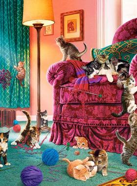 现货包邮Castorland巧思波兰进口益智动物拼图53254顽皮小猫500片