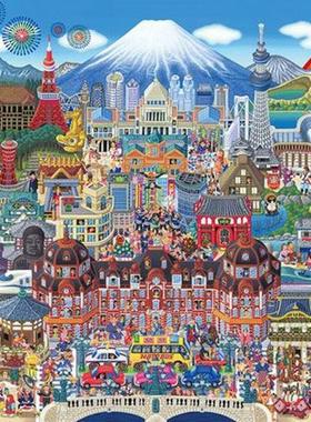 现货包邮 日本BEVERLY进口益智拼图93158日本知名建筑集合300片