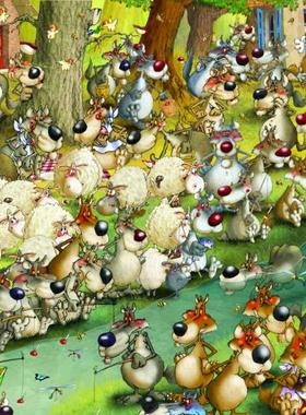 新款包邮法国Grafika进口成人益智动漫拼图30392狼与羊2000片减压