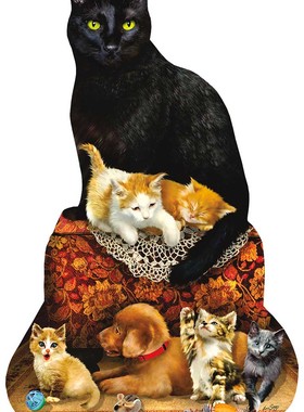 新款包邮 美国SunsOut进口成人益智拼图减压95048 猫咪1000片异形