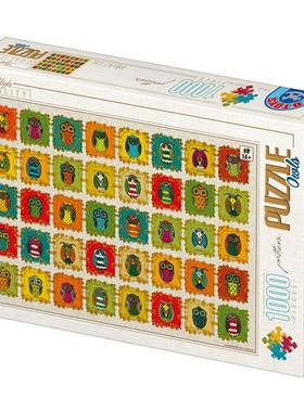 现货 D-Toys罗马尼亚进口成人益智拼图77530猫头鹰图案合集1000片