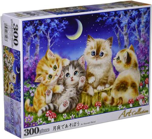 现货包邮 日本BEVERLY进口益智拼图33148月光下玩耍的猫咪300片