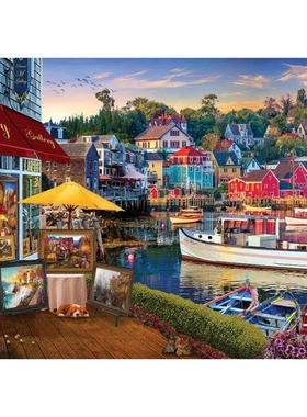 现货包邮加拿大Cobble Hill进口成人益智拼图80361海港画廊1000片