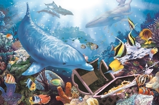 现货包邮 日本 EPOCH进口成人益智拼图 拉森 海洋 海豚 爱1000片