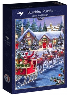 包邮 法国Bluebird蓝鸟进口益智拼图90150新年圣诞老人雪橇1000片