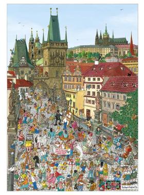 正品现货捷克Dino进口成人益智拼图50238热闹的桥面500片减压玩具