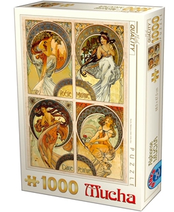 现货 D-Toys罗马尼亚进口益智名画拼图66930MU10 慕夏系列1000片