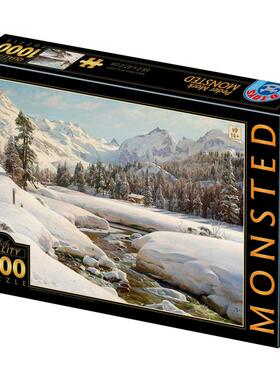 新款 D-Toys罗马尼亚进口名画拼图77417MO06瑞士恩加丁雪景1000片