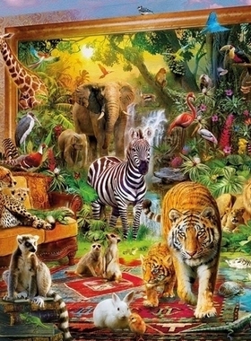 现货包邮 西班牙Educa进口益智拼图17679 卧室里的野生动物6000片