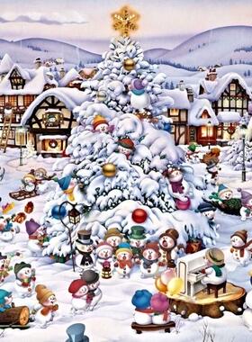 现货包邮 奥地利Piatnik进口益智拼图5660新年雪人圣诞欢歌1000片