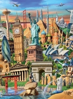 新款现货 德国ravensburger睿思进口拼图19798世界地标名胜1000片