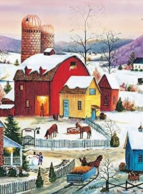 现货包邮加拿大Cobble Hill进口成人益智拼图80007冬日小镇1000片