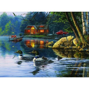 现货包邮 美国Buffalo进口成人益智拼图静谧湖畔1000片减压玩具