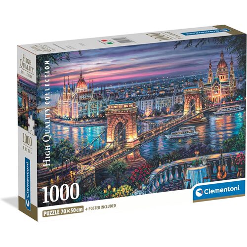 新款 意大利Clementoni进口成人拼图1000片布达佩斯夜景 城市风景