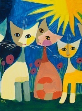 现货包邮 HEYE德国进口益智拼图玩具29772金箔猫多彩猫1000片方盒