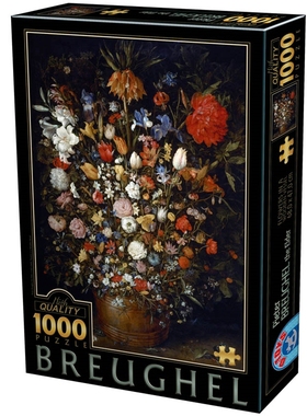 现货D-Toys 罗马尼亚进口名画拼图 73778BR05 花束1000片勃鲁盖尔