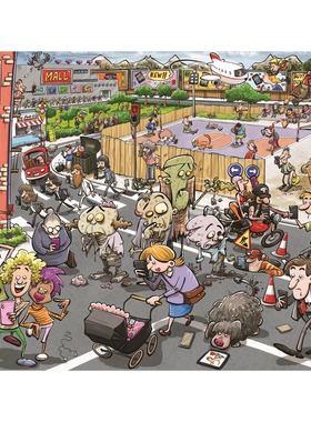 正品包邮AJP英国进口益智卡通动漫拼图13058混乱的僵尸小镇1000片