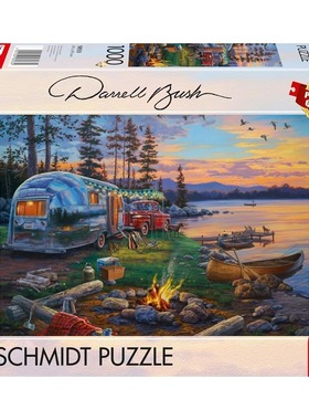 现货包邮施密特Schmidt德国进口益智风景拼图58533湖边露营1000片