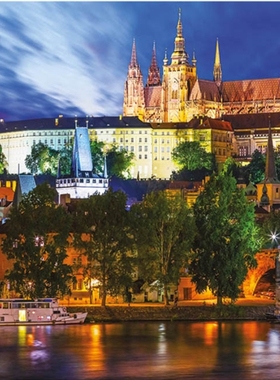 现货包邮 捷克Dino进口成人益智拼图54121 布拉格傍晚1000片夜光