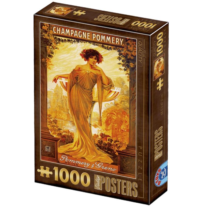 正品包邮 D-Toys罗马尼亚益智拼图 复古海报 香槟红葡萄酒1000片