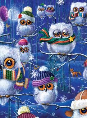 正品包邮 美国SunsOut进口益智动物拼图63419冬天的猫头鹰500大片