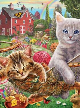 现货包邮 美国SunsOut进口成人益智拼图 51824 农庄的猫咪 1000片