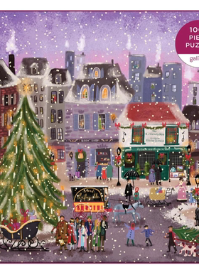 美国Galison进口成人益智拼图71187圣诞广场1000片方盒