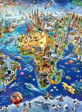 现货包邮德国schmidt施密特进口益智拼图58288世界地标地图1000片
